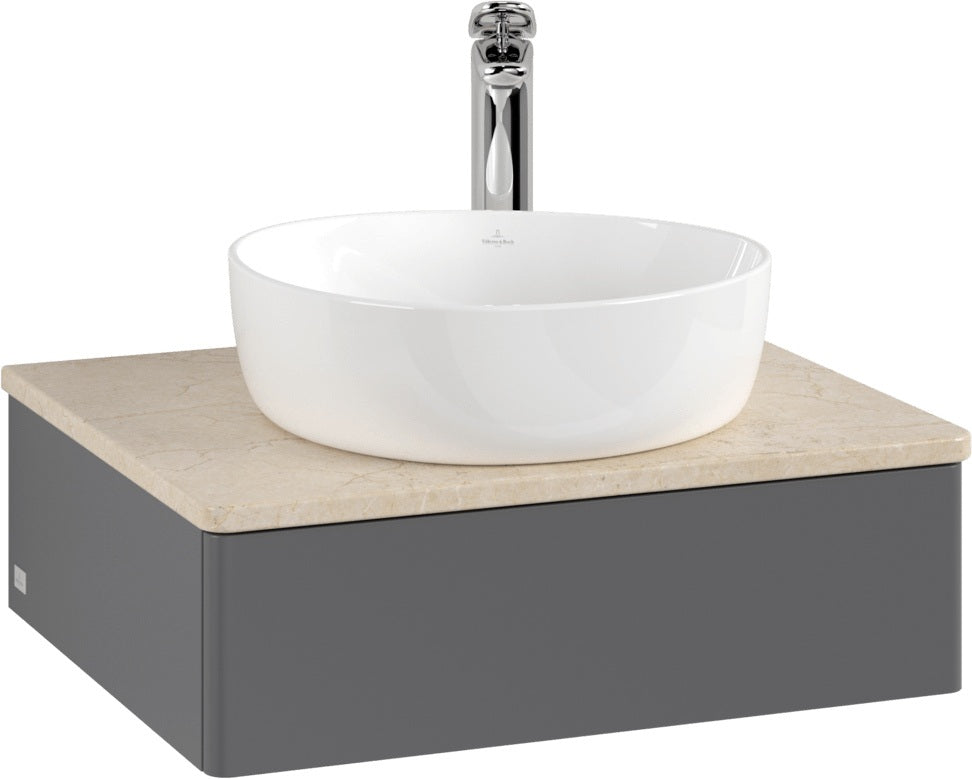 Villeroy & Boch Waschtischunterschrank Antao 600 mm, 1 Auszug, SoftClosing, Beleuchtung, Anthrazit Matt