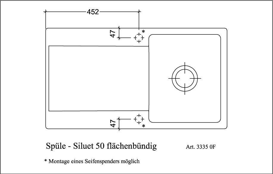 Villeroy & Boch Einbauspüle Siluet 50 flat TitanCeram Ebony CeramicPlus flächenbündig 880x490mm
