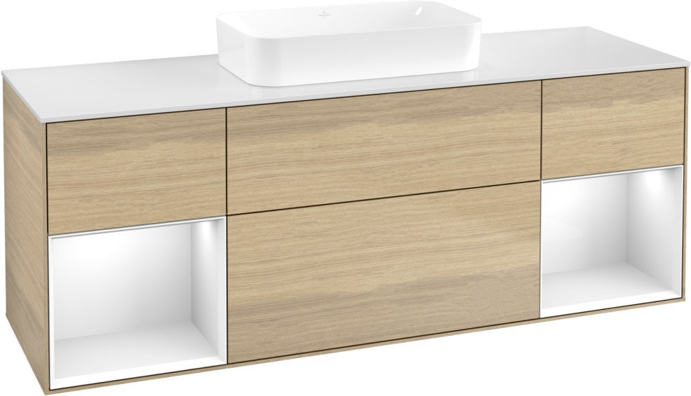 Villeroy & Boch Finion Waschtischunterschrank 1600 mm Glossy White Lacquer mit Beleuchtung