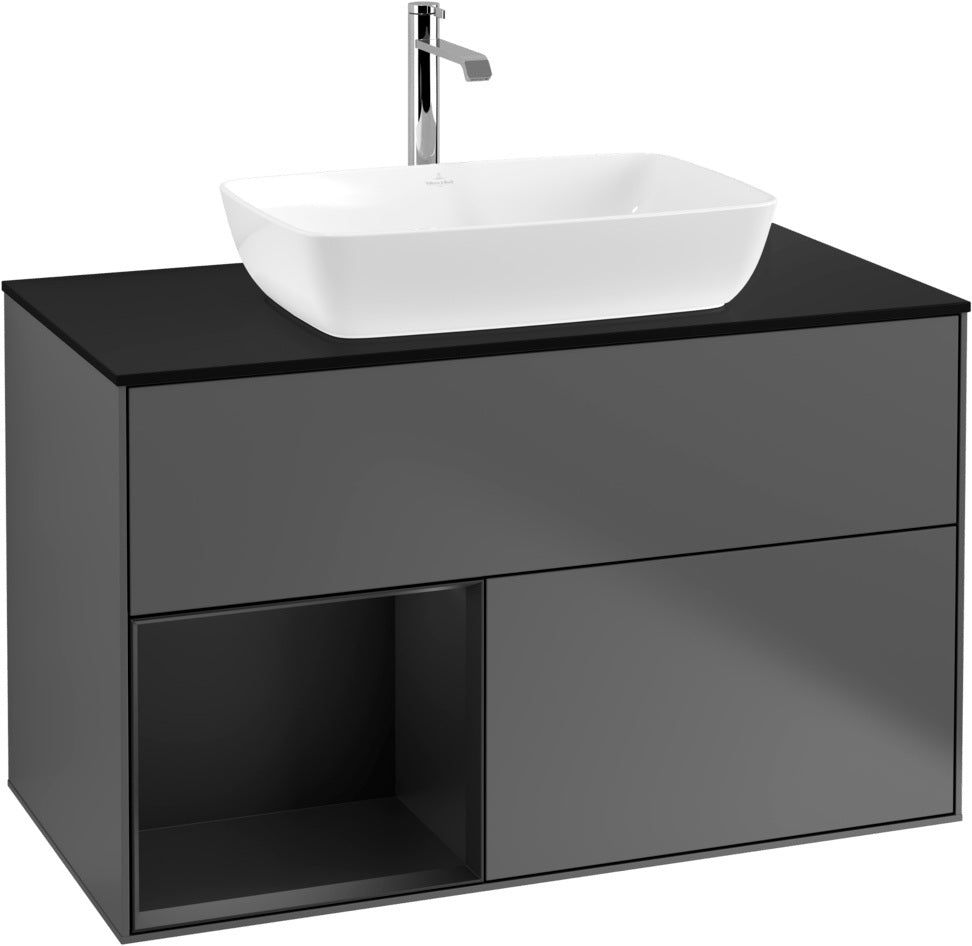 Villeroy & Boch Finion Waschbeckenunterschrank Glossy White mit Beleuchtung, 1000 mm