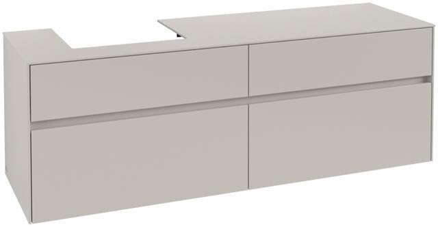 Villeroy & Boch Collaro Waschtischunterschrank 1600 mm Black Matt Lacquer, 4 Auszüge, Becken links