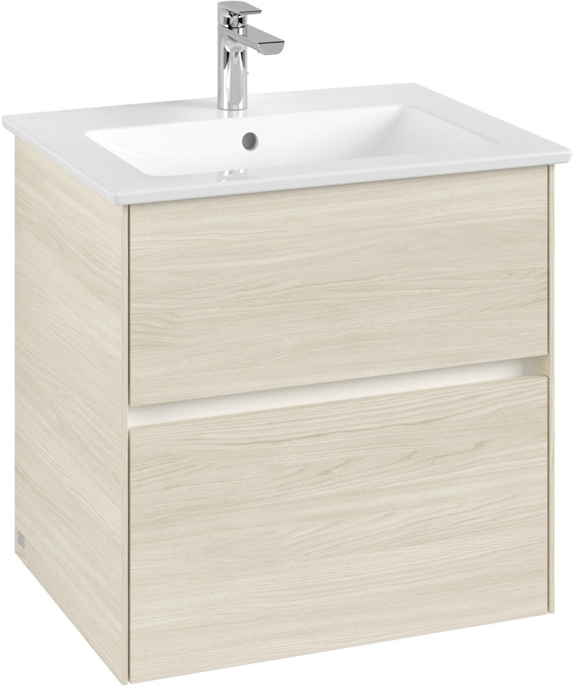 Villeroy & Boch Collaro Waschbeckenunterschrank C143 B0 White Oak 611 mm mit LED-Beleuchtung
