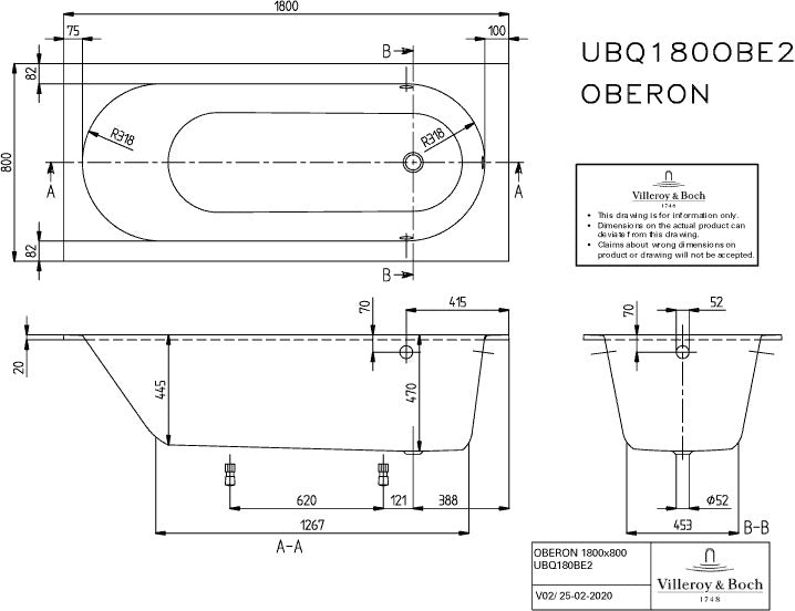 Villeroy & Boch Whirlpoolsystem Oberon Special CombiPool Invisible mit Smart Control