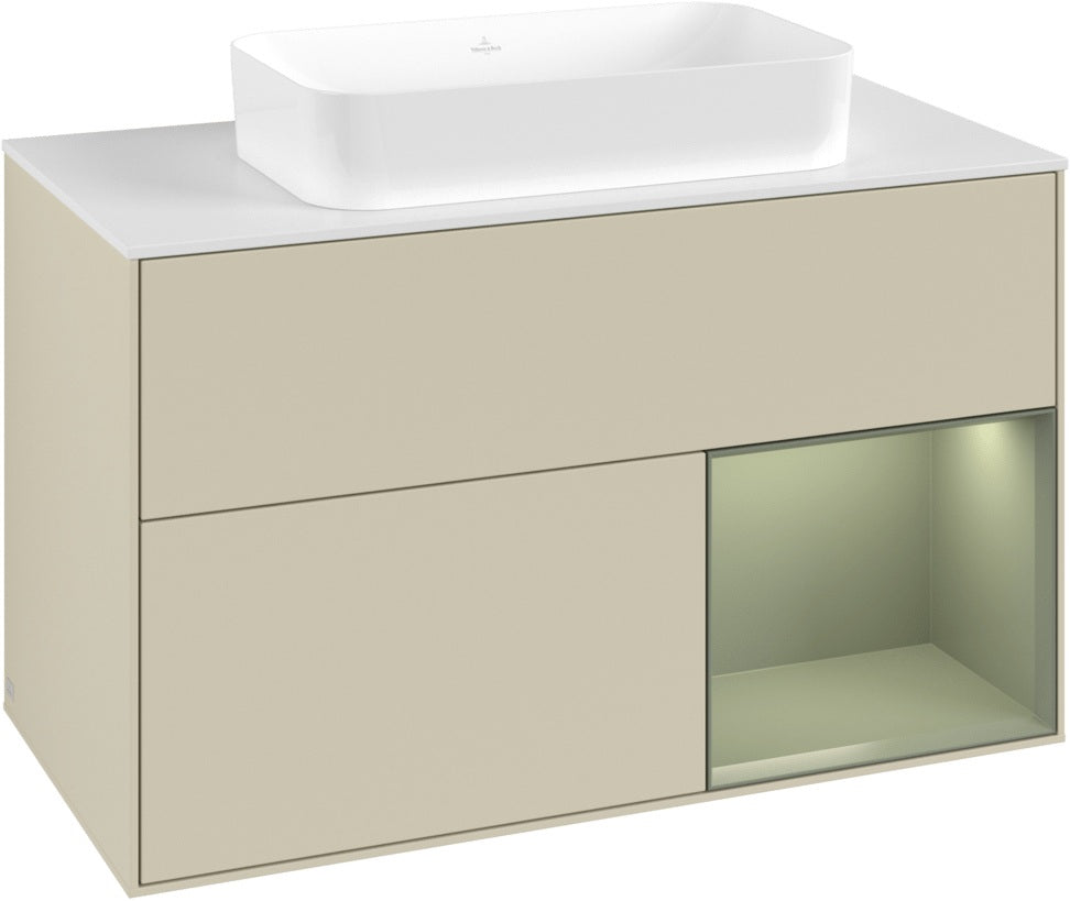 Villeroy & Boch Finion Waschtischunterschrank 1000 mm Glossy White Lacquer mit LED-Beleuchtung