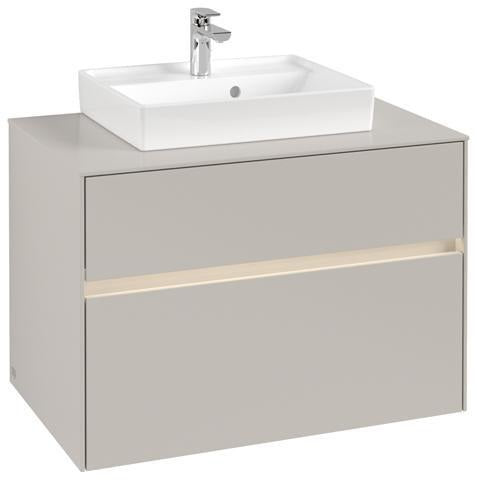 Villeroy & Boch Collaro Waschtischunterschrank 800 mm mit LED-Beleuchtung und 2 Auszügen in White Wood