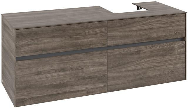 Villeroy & Boch Waschtischunterschrank Collaro 1400 mm Stone Oak, 4 Auszüge, Becken rechts