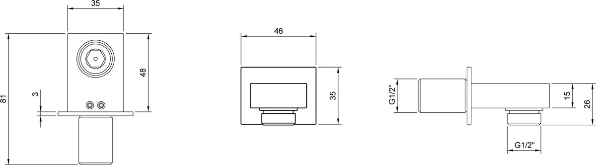 Villeroy & Boch Wandanschlussbogen Universal Showers eckig Chrom 46 x 51 x 35 mm