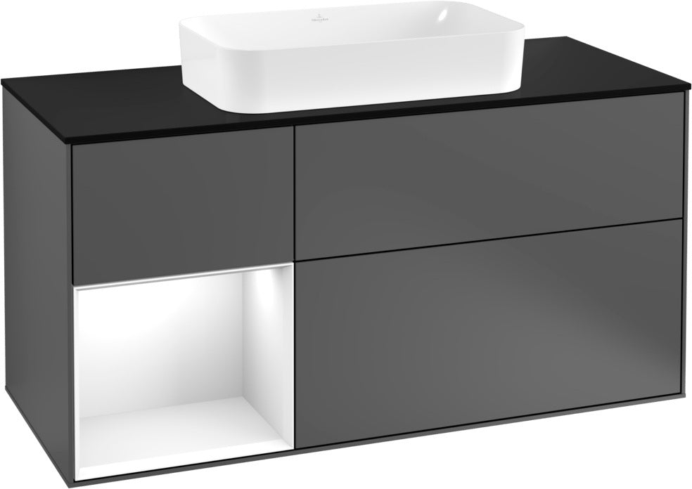 Villeroy & Boch Finion Waschtischunterschrank 1200 mm Glossy White Lacquer mit LED-Beleuchtung