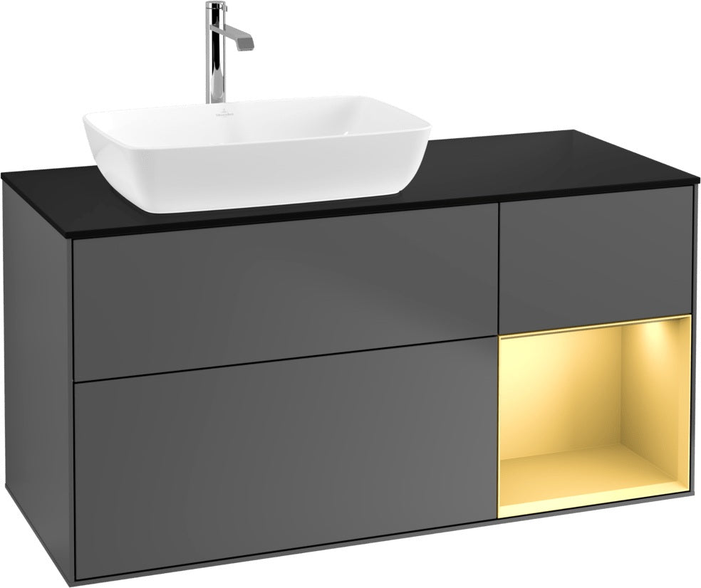 Villeroy & Boch Finion Waschtischunterschrank 1200 mm Glossy White mit Beleuchtung und SoftClosing