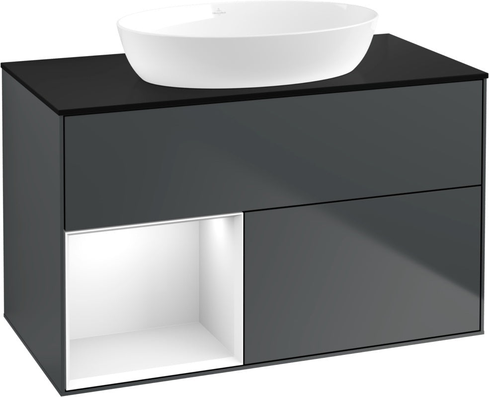 Villeroy & Boch Waschtischunterschrank Finion FA12G 1000 mm Glossy White Lacquer mit Beleuchtung