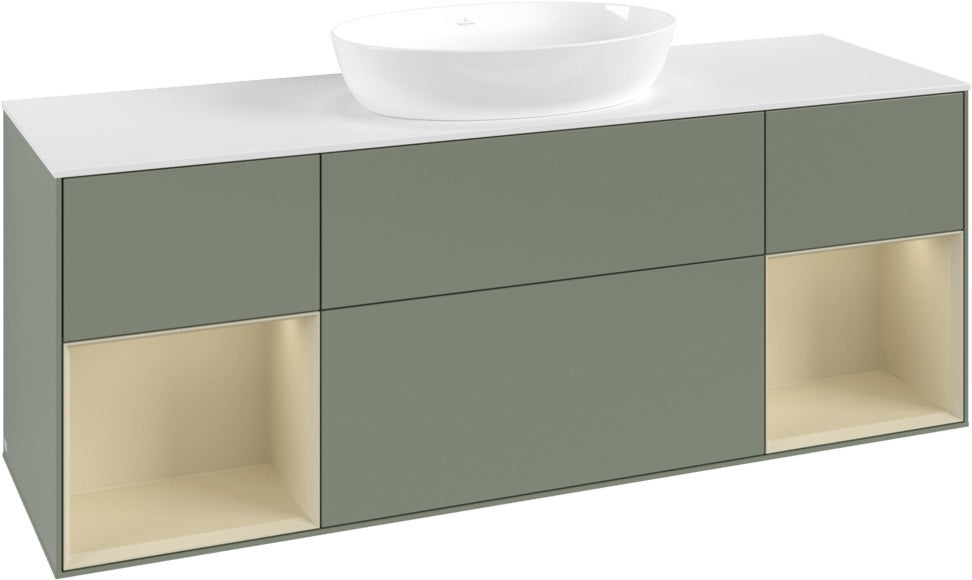 Villeroy & Boch Finion Waschbeckenunterschrank 1600 mm Glossy White Lacquer – mit LED-Beleuchtung