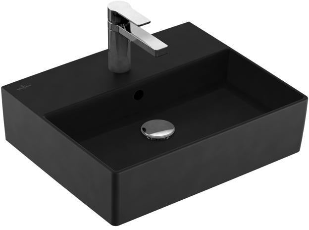 Villeroy & Boch Memento 2.0 Waschtisch 500x420 mm rechteckig Ebony CeramicPlus mit Überlauf