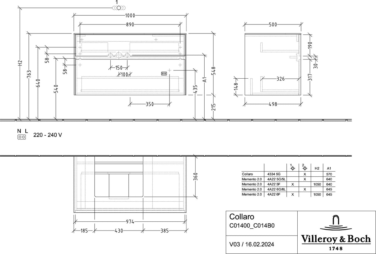 Villeroy & Boch Waschbeckenunterschrank Collaro C014 Kansas Oak 1000 mm mit SoftClosing