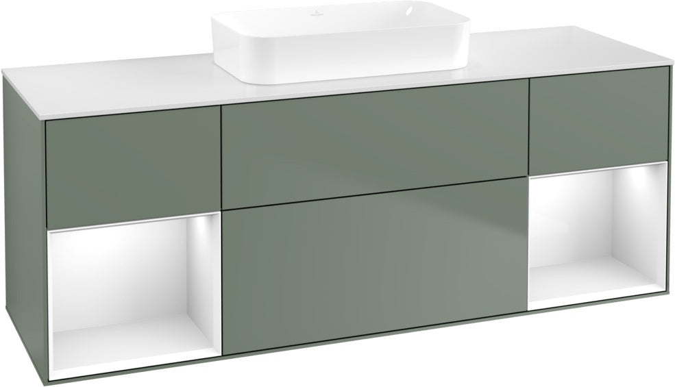 Villeroy & Boch Finion Waschtischunterschrank 1600 mm Glossy White Lacquer mit Beleuchtung