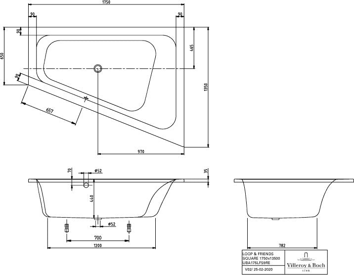 Villeroy & Boch Loop & Friends Airpool Entry Badewanne 1750x1350mm Weiß Alpin