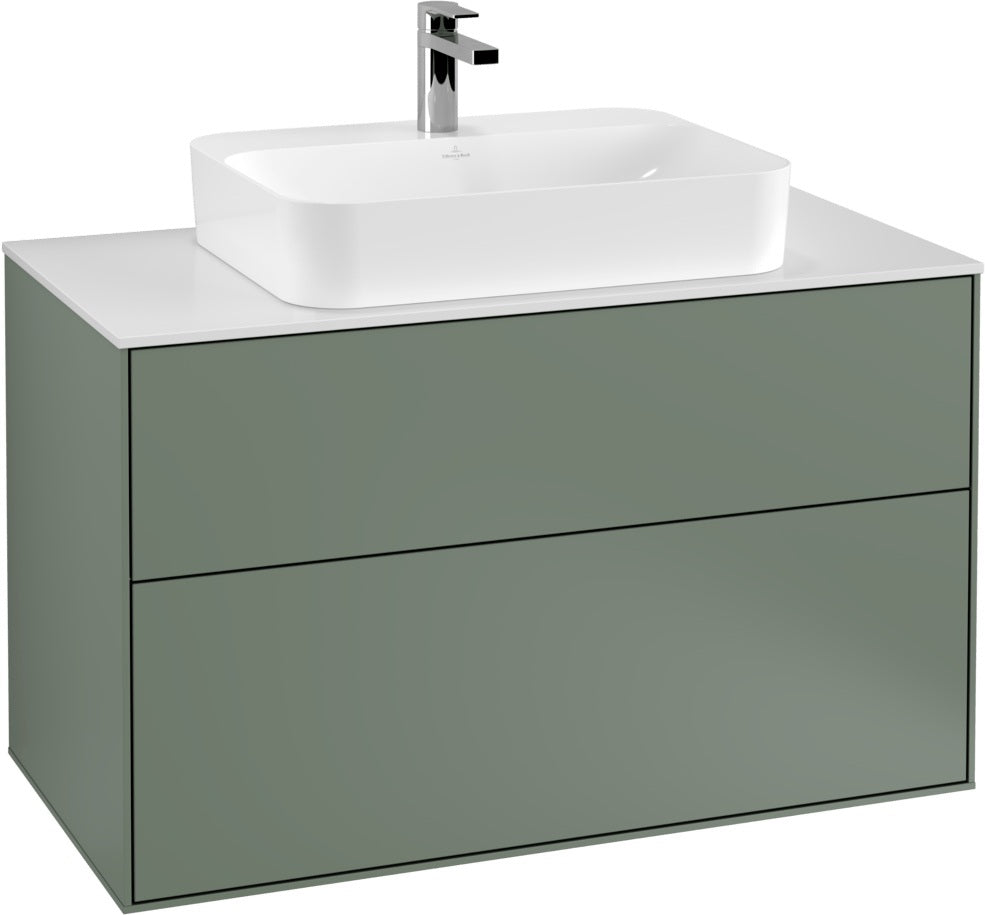 Villeroy & Boch Finion Waschbeckenunterschrank 1000 mm Glossy White mit LED-Beleuchtung