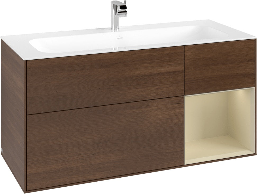 Villeroy & Boch Finion Waschbeckenunterschrank Glossy White Lacquer 1196 mm mit LED-Beleuchtung