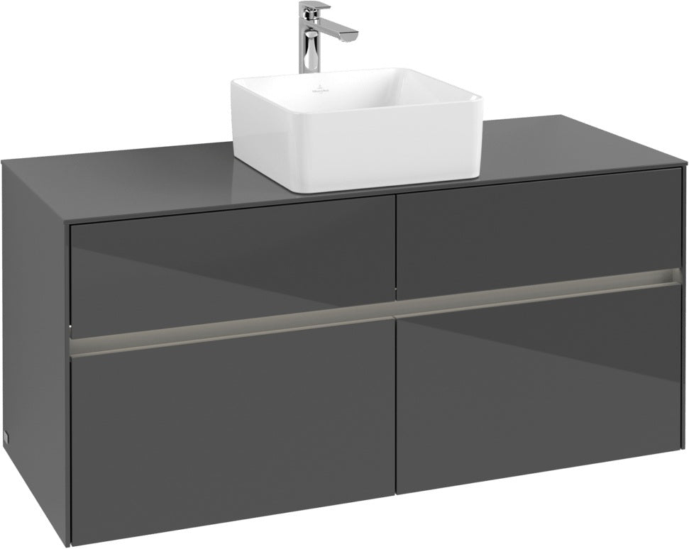Villeroy & Boch Waschtischunterschrank Collaro C041 B0 1200 mm Glossy Grey mit Beleuchtung
