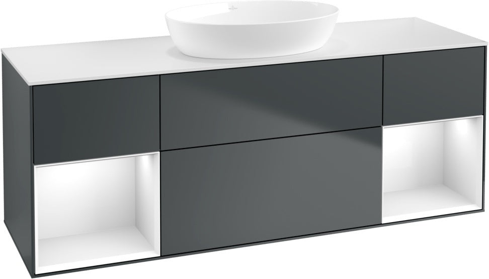 Villeroy & Boch Finion Waschbeckenunterschrank 1600 mm Glossy White Lacquer – mit LED-Beleuchtung