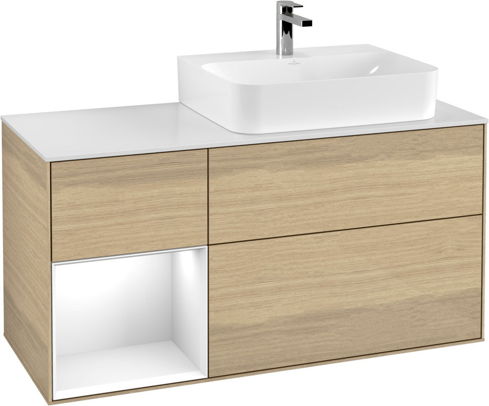 Villeroy & Boch Waschtischunterschrank Finion G141G 1200 mm Glossy White mit LED-Beleuchtung