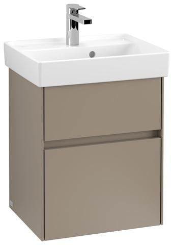 Villeroy & Boch Collaro Waschtischunterschrank 460 mm mit LED-Beleuchtung und 2 Auszügen – Black Matt Lacquer