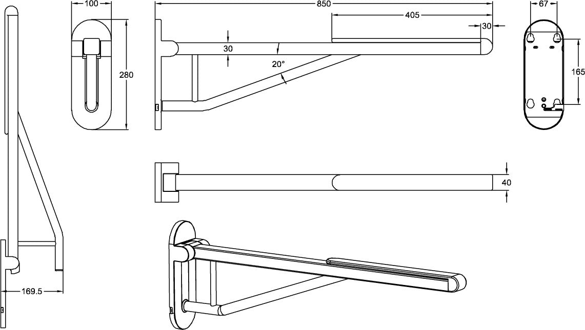 Villeroy & Boch ViCare Klappgriff 921717 – Stützgriff 750 mm, verchromt, Wandmontage, 130 kg