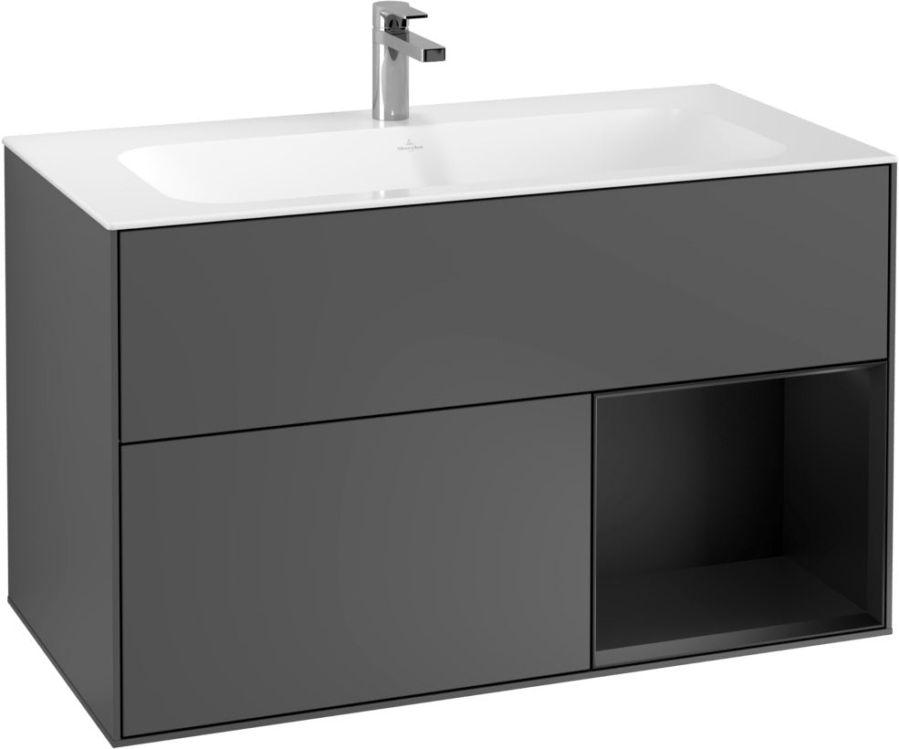 Villeroy & Boch Finion Waschtischunterschrank 996 mm Glossy White Lacquer mit LED-Beleuchtung