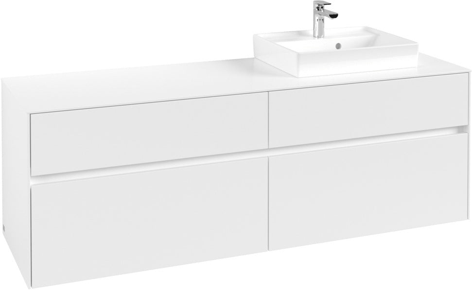 Villeroy & Boch Collaro Waschtischunterschrank 1600 mm Soft Grey, 4 Auszüge, Becken rechts