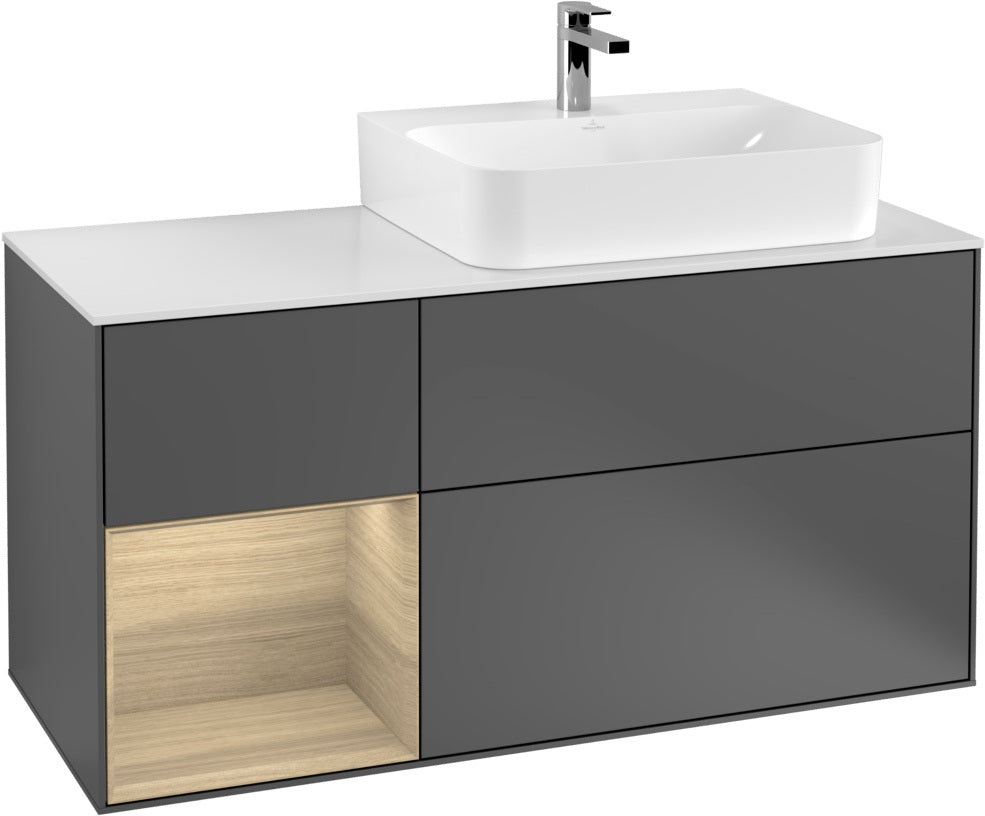 Villeroy & Boch Waschtischunterschrank Finion G141G 1200 mm Glossy White mit LED-Beleuchtung