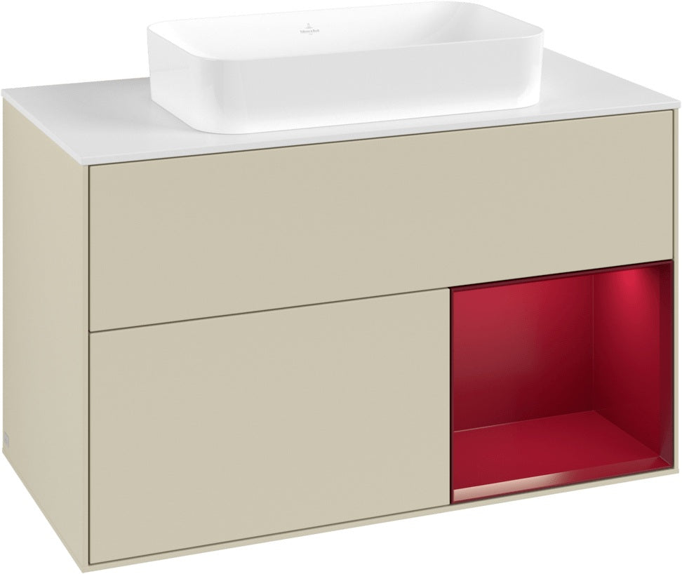 Villeroy & Boch Finion Waschbeckenunterschrank 1000 mm Silk Grey Matt mit Beleuchtung
