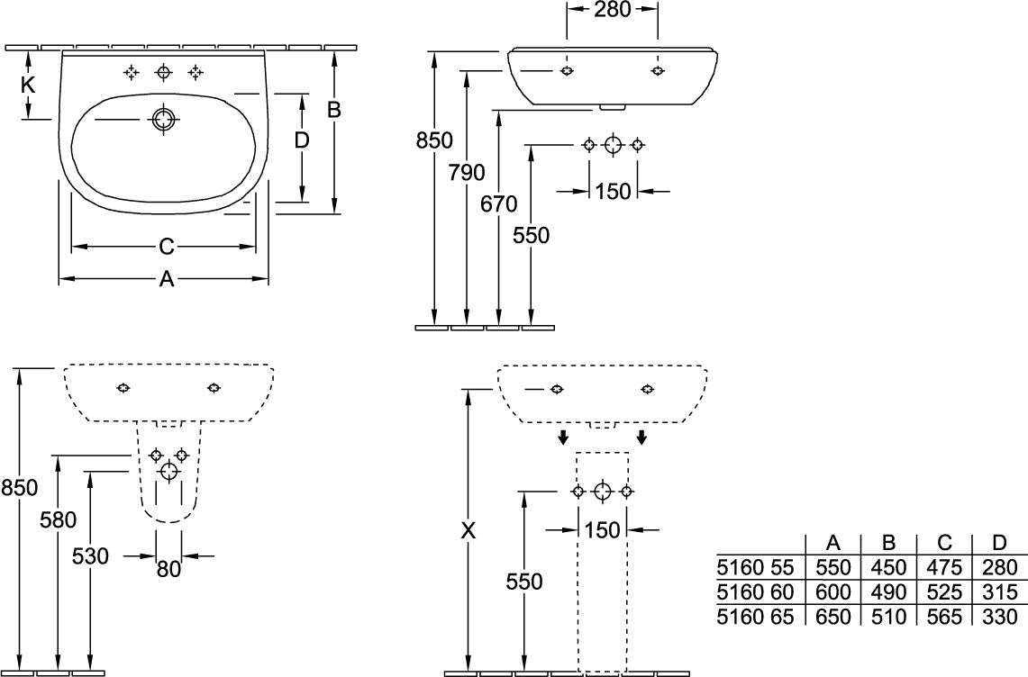 Villeroy & Boch O.novo Halbsäule 526600 in Weiß Alpin – Sanitärkeramik 225 x 320 x 290 mm