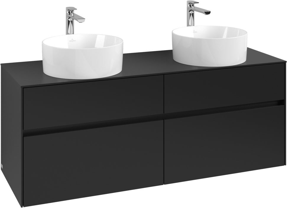 Villeroy & Boch Waschbeckenunterschrank Collaro C048 1400mm Volcano Black – 4 Auszüge, SoftClosing