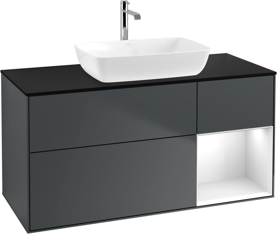 Villeroy & Boch Finion Waschbeckenunterschrank 1200 mm Glossy White Lacquer mit Beleuchtung