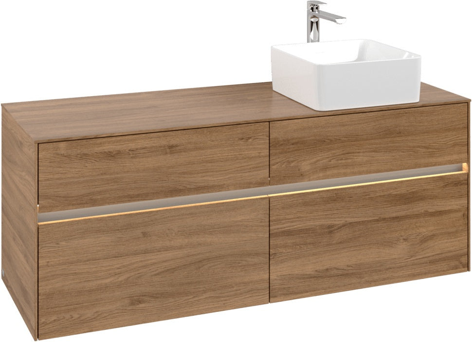 Villeroy & Boch Waschtischunterschrank Collaro C047B0 1400 mm Kansas Oak mit Beleuchtung