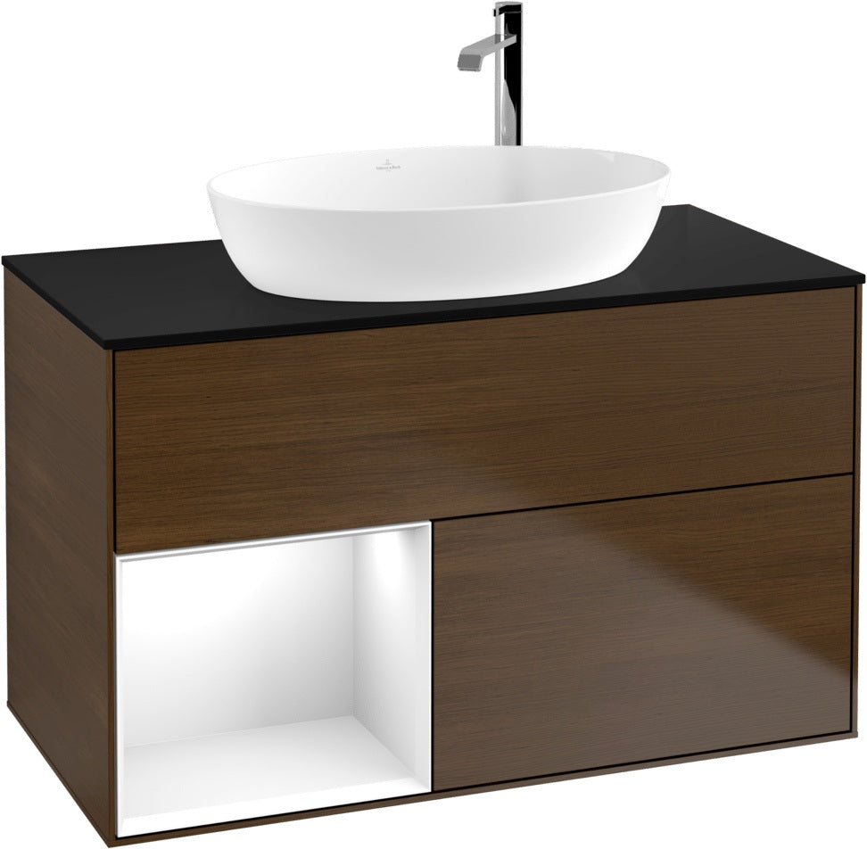 Villeroy & Boch Finion Waschbeckenunterschrank G892G 1000 mm Glossy White Lacquer mit Beleuchtung