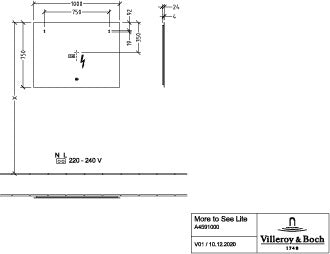 Villeroy & Boch More to See Square Spiegel A47510 1000x700 mm mit LED-Beleuchtung