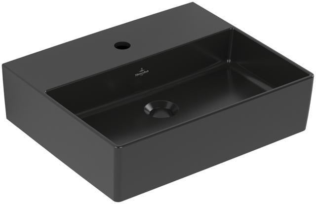 Villeroy & Boch Memento 2.0 Waschtisch 500x420 mm rechteckig ohne Hahnloch Ebony CeramicPlus