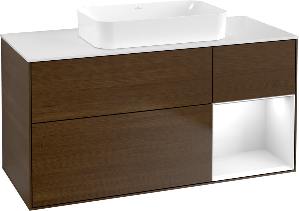 Villeroy & Boch Finion Waschtischunterschrank G711G Black Matt Lacquer 1200 mm mit Beleuchtung