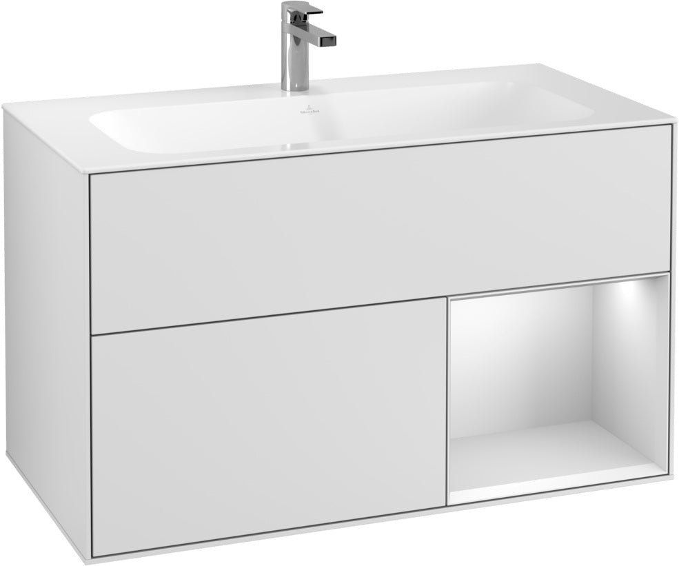 Villeroy & Boch Finion Waschtischunterschrank 996 mm Glossy White Lacquer mit LED-Beleuchtung