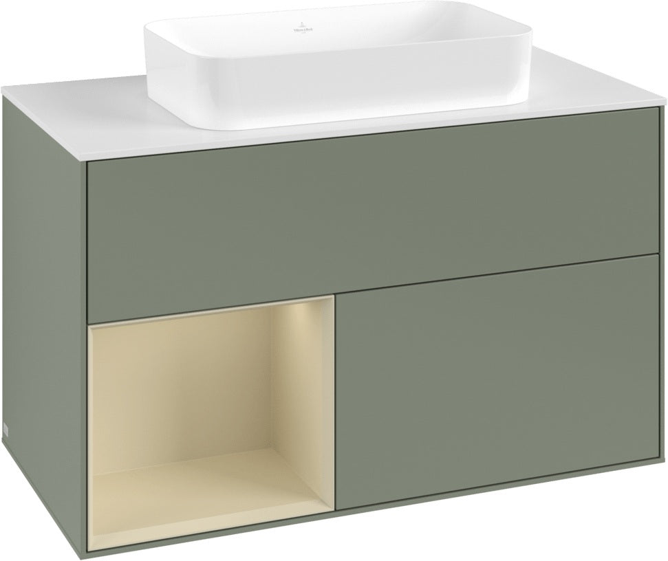 Villeroy & Boch Finion Waschtischunterschrank 1000 mm Glossy White Lacquer mit LED-Beleuchtung