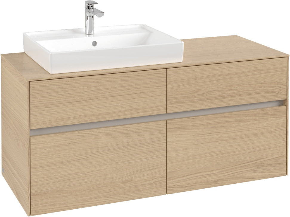 Villeroy & Boch Collaro Waschtischunterschrank 1200 mm, 4 Auszüge, Soft Grey, Becken links