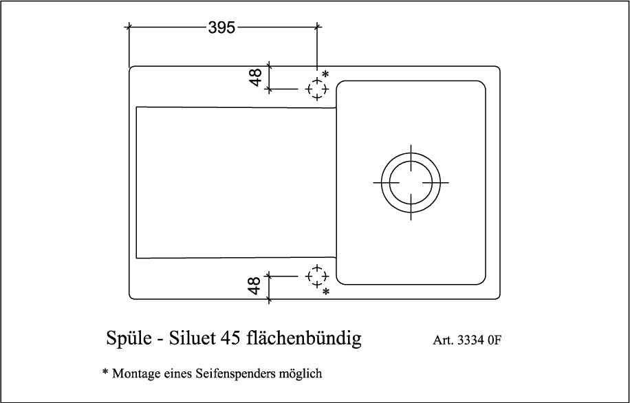 Villeroy & Boch Einbauspüle Siluet 45 flat 780x490mm TitanCeram Ebony CeramicPlus reversibel