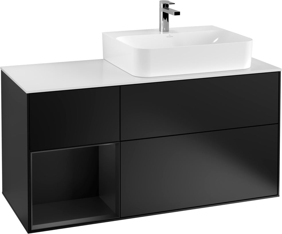 Villeroy & Boch Waschtischunterschrank Finion G141G 1200 mm Glossy White mit LED-Beleuchtung