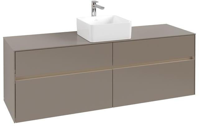 Villeroy & Boch Collaro Waschtischunterschrank 1600 mm mit LED-Beleuchtung und 4 Auszügen in Soft Grey