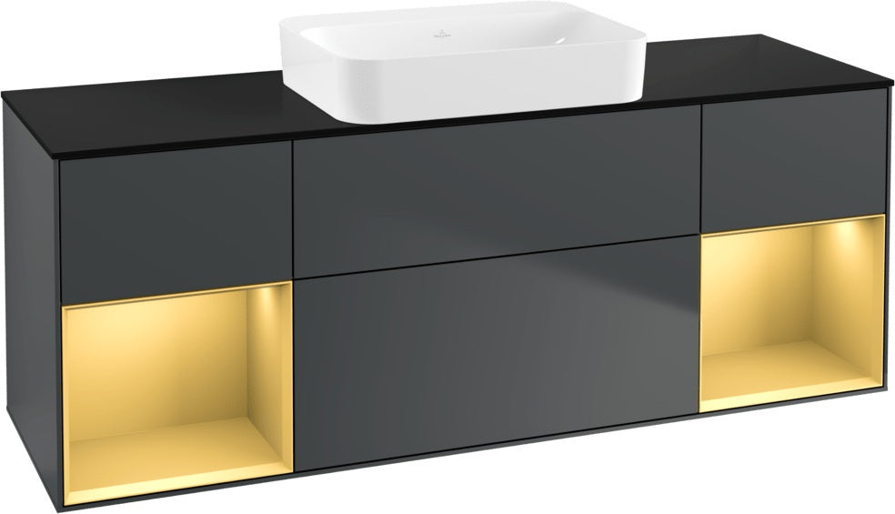 Villeroy & Boch Finion Waschbeckenunterschrank 1600 mm Glossy White Lacquer mit Beleuchtung