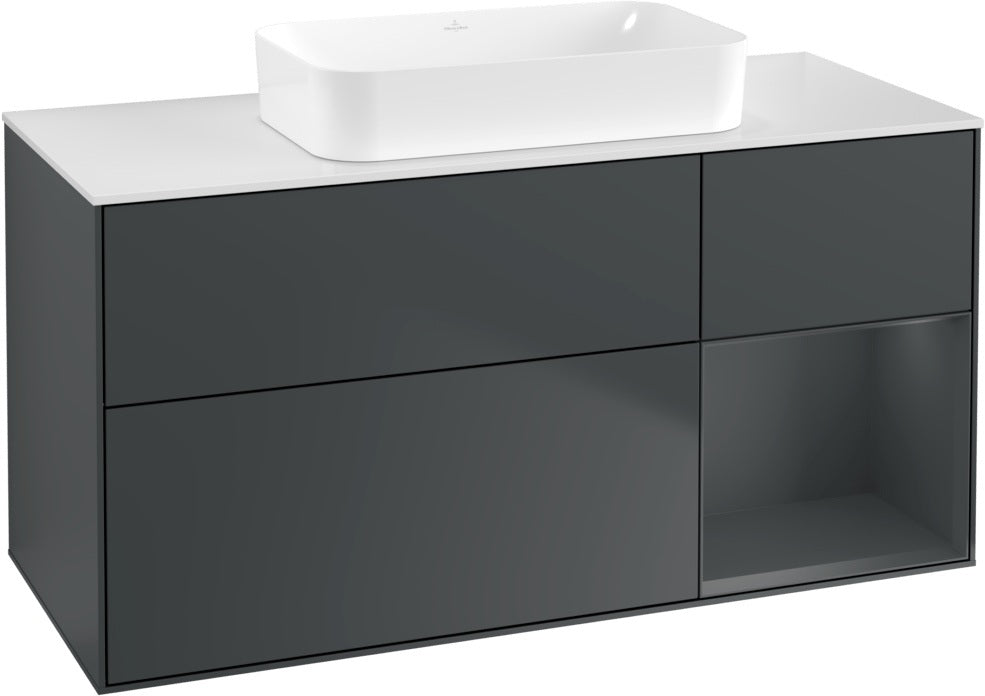Villeroy & Boch Finion Waschtischunterschrank G711G Black Matt Lacquer 1200 mm mit Beleuchtung