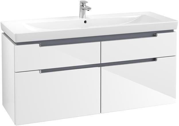 Villeroy & Boch Subway 2.0 Waschbeckenunterschrank 1287 mm Glossy White mit 4 Auszügen