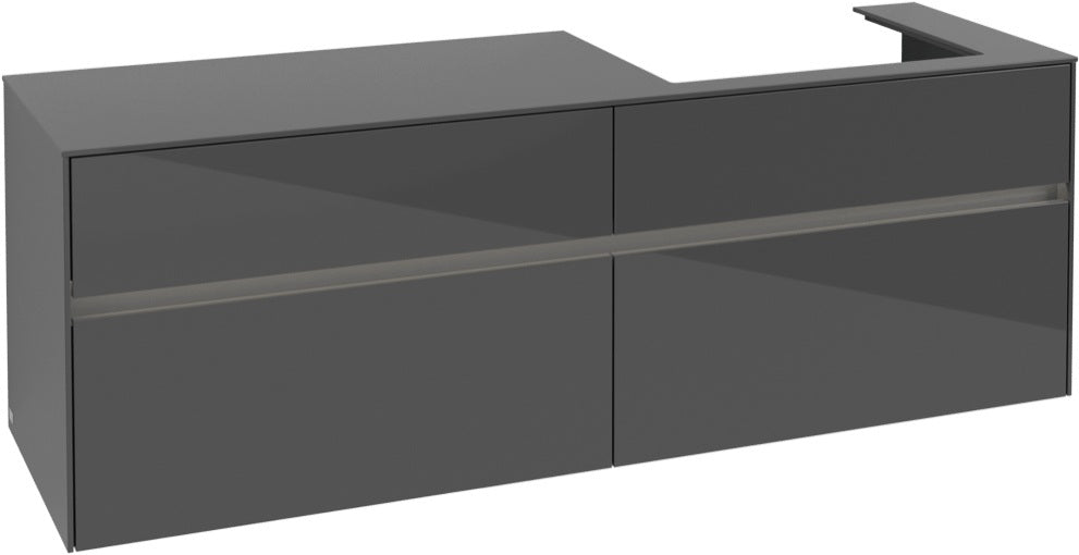 Villeroy & Boch Waschbeckenunterschrank Collaro C023 B0 1600 mm Glossy Grey mit LED-Beleuchtung