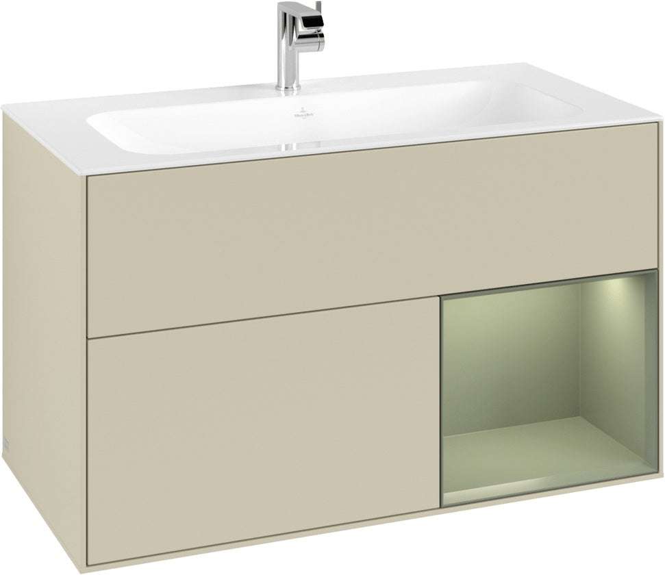 Villeroy & Boch Finion Waschtischunterschrank 996 mm Glossy White Lacquer mit LED-Beleuchtung