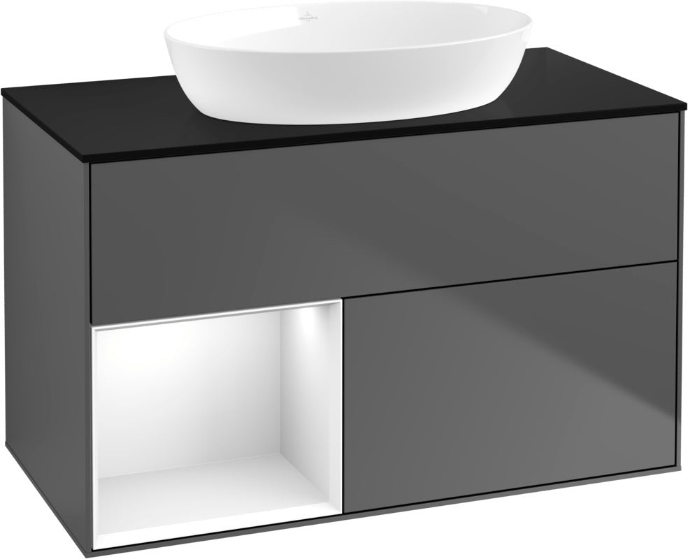 Villeroy & Boch Waschtischunterschrank Finion FA12G 1000 mm Glossy White Lacquer mit Beleuchtung